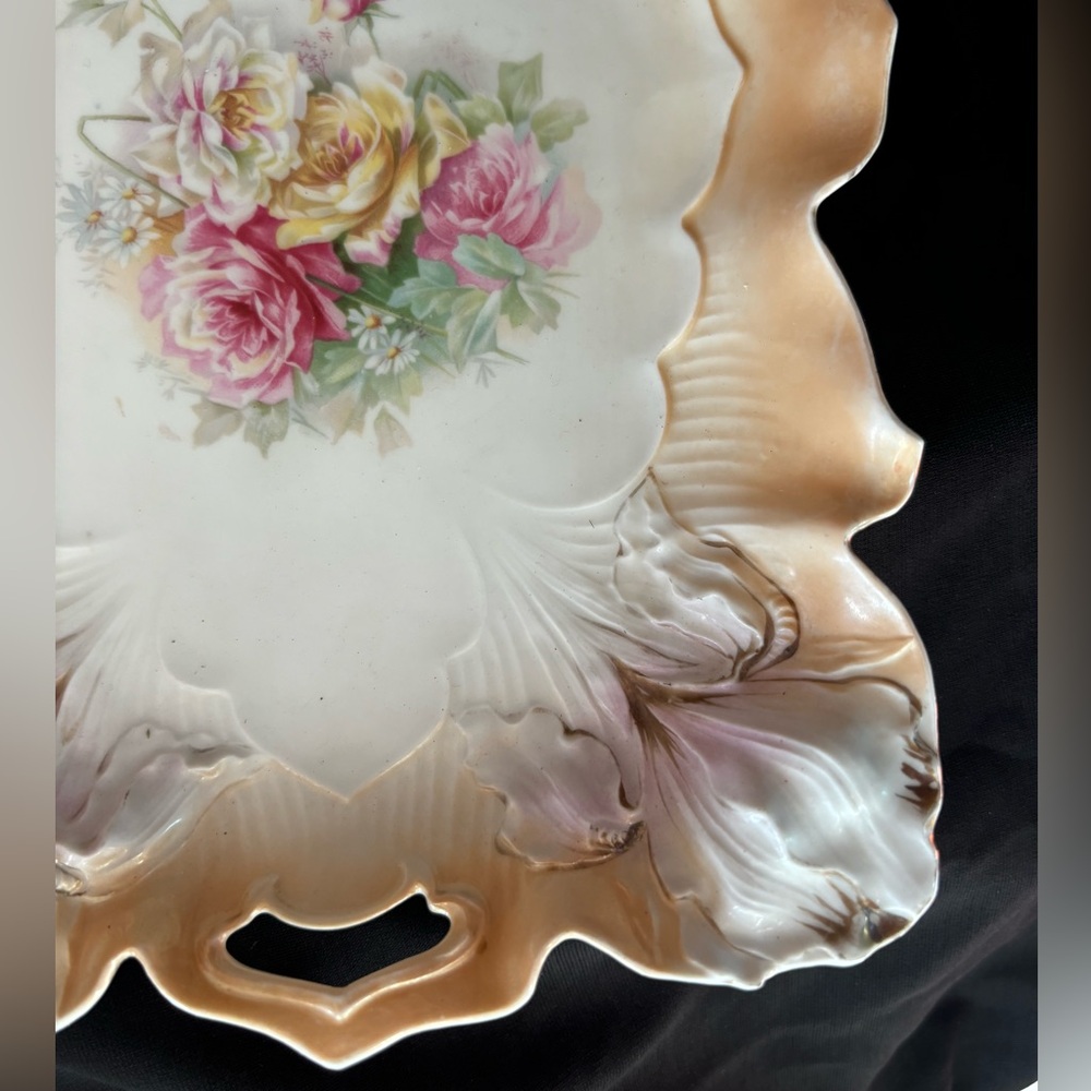 Early 1900's R. S. Prussia Porcelain Floral Dresser Tray - Picture 2 of 11